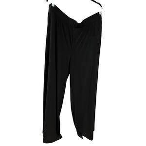 G.I.L.I. Wide Leg Black Knit Elastic Waist Side Slit Pants Plus Size 2X EUC